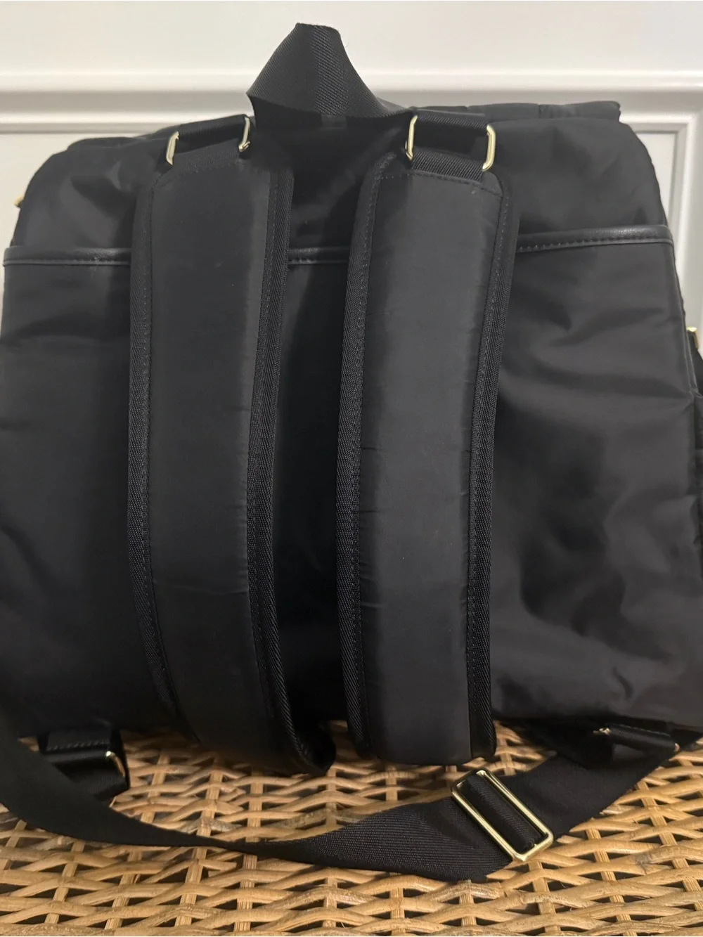 Happ Levy Baby Bag Backpack – Black with Gold-Tone Hardware